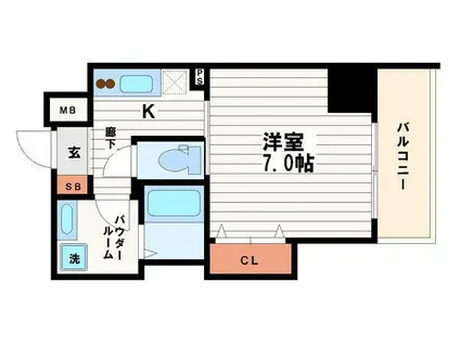 レジデンス心斎橋(1K/8階)の間取り写真