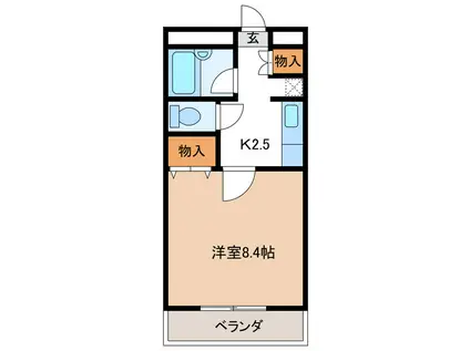 ユーハウス津(1K/1階)の間取り写真