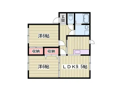 プランドールMITANI E棟(2LDK/1階)の間取り写真