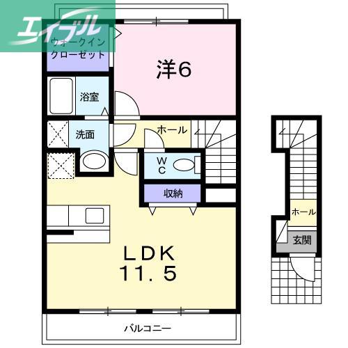 フォレストヒルズ(1LDK/2階)の間取り写真