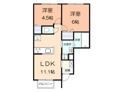 ロレーヌ(2LDK/1階)の間取り写真