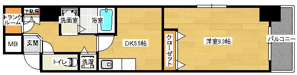 カーサ土橋(1DK/2階)の間取り写真