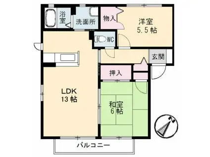 シャルマン高須 C棟(2LDK/2階)の間取り写真