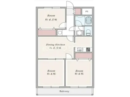 ナカムラビル(3DK/2階)の間取り写真