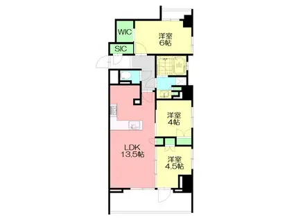 クリオ茅ヶ崎サザンマークス(3LDK/4階)の間取り写真
