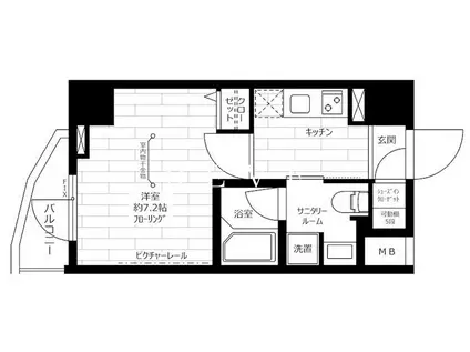 ステージファースト門前仲町(1K/9階)の間取り写真