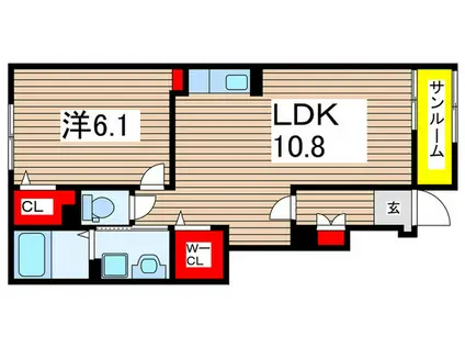 ソレイユ.F(1LDK/1階)の間取り写真