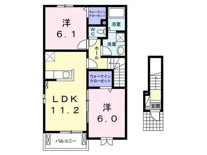 ヒルズ白浜I(2LDK/2階)の間取り写真
