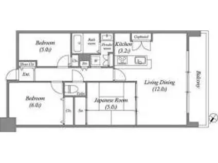 リバーガーデン出来島(3LDK/4階)の間取り写真