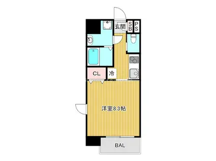 フォレストガーデン天満橋I(1K/6階)の間取り写真