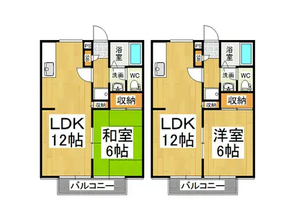 ツインヴィラ白川(1LDK/2階)の間取り写真
