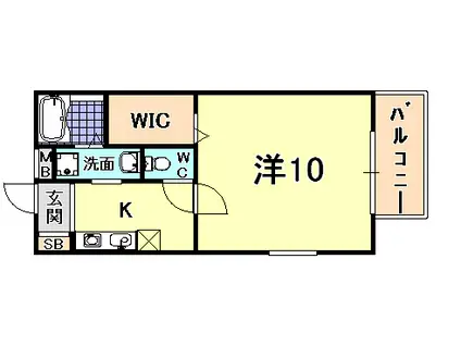 山麓荘(1K/2階)の間取り写真