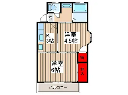 メゾンハタノ(2K/2階)の間取り写真