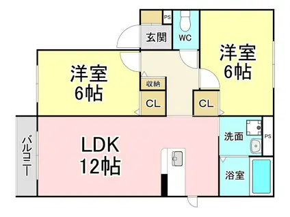 ディアスモダン本城(2LDK/2階)の間取り写真