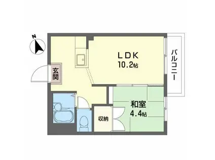 グランパティオ北上A(1LDK/2階)の間取り写真