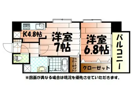 ザ・レジデンス香春口三萩野駅前(2K/10階)の間取り写真