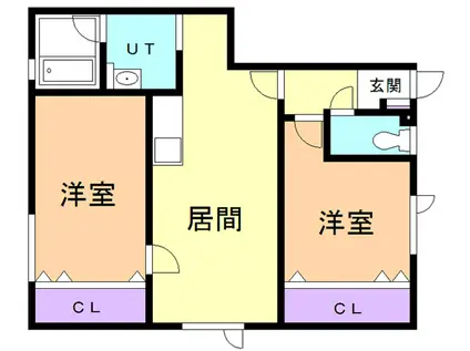 ハピネス(2LDK/3階)の間取り写真