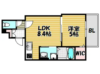 クリエオーレ茨田大宮III(1LDK/2階)の間取り写真