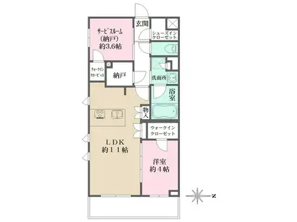 LA PERLA JIYUGAOKAII(1SLDK/1階)の間取り写真