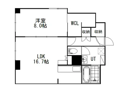 末広十二丁目ビル(1LDK/3階)の間取り写真