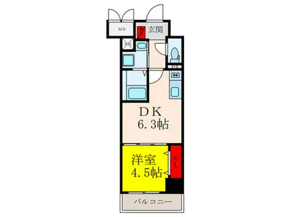 クローバー・レジデンス城東放出(1DK/7階)の間取り写真
