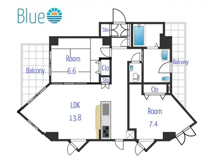 リヴェルテ湘南(2LDK/2階)の間取り写真