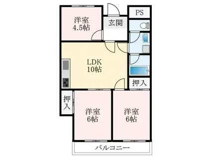 グローバル伸和(3LDK/2階)の間取り写真