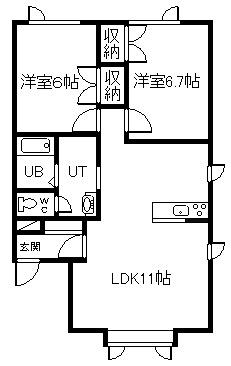 メルシー末広(2LDK/1階)の間取り写真