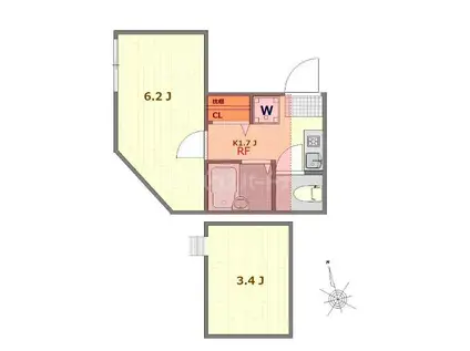 エスト綾瀬(1K/3階)の間取り写真