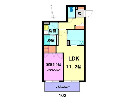 グレースII(1LDK/1階)の間取り写真