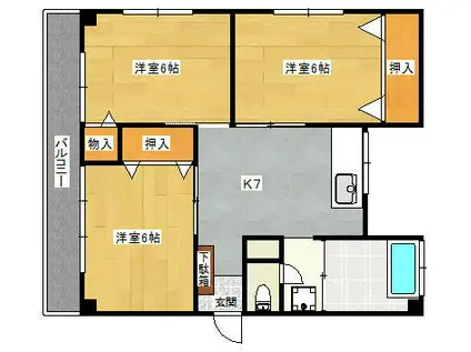 コーポ藤(3DK/3階)の間取り写真