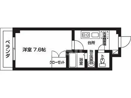 オランジュ弥刀(1K/1階)の間取り写真