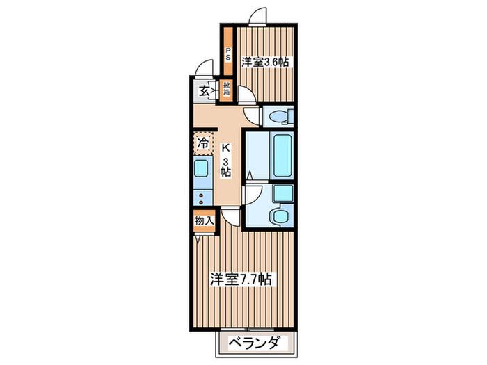 ヒルズマーク堤町(2K/3階)の間取り写真