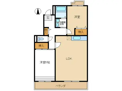 ハッピーヒルズ青木(2LDK/2階)の間取り写真