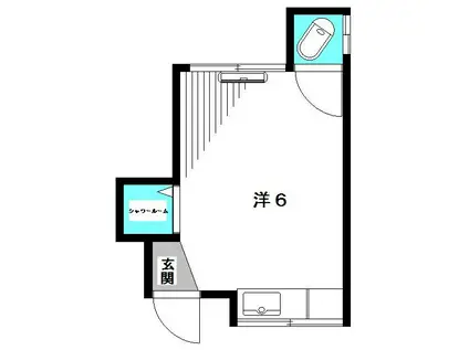 宮前ハウス(ワンルーム/2階)の間取り写真