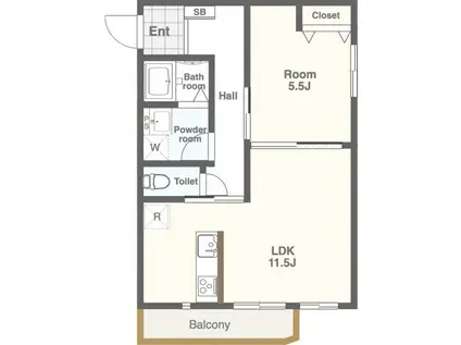 ル・メルシェ(1LDK/2階)の間取り写真