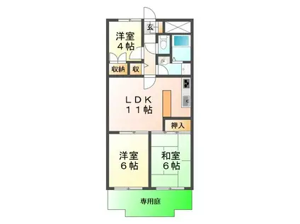 朝日プラザCITYウエストヒル神戸(3LDK/1階)の間取り写真