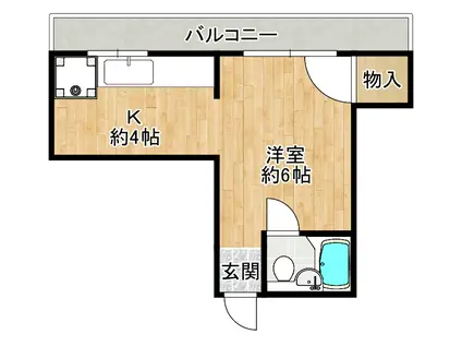 K-FLATS九条南(1K/4階)の間取り写真