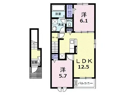 サンヒルズY(2LDK/2階)の間取り写真