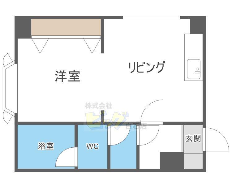 パレス東札幌(1DK/4階)の間取り写真