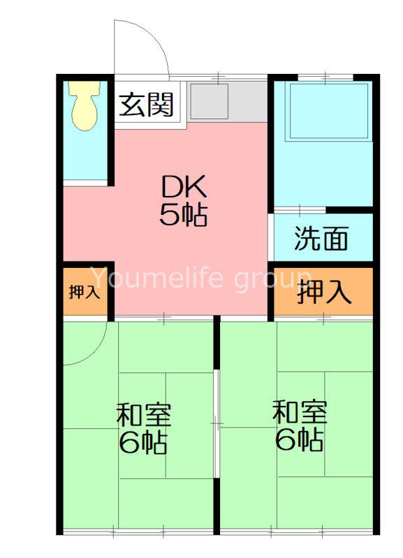 瀧本荘(2DK/2階)の間取り写真