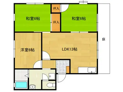 クレール樋井川(3LDK/1階)の間取り写真