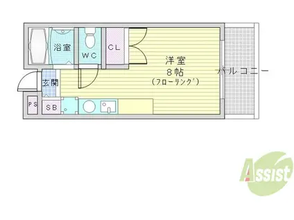 GRAN PINO 春日(ワンルーム/3階)の間取り写真