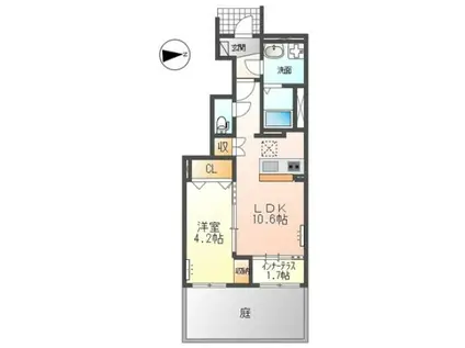 JR宇都宮線 石橋駅(栃木) 徒歩6分 2階建 築1年(1LDK/1階)の間取り写真