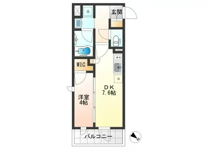 プライムブリス品川旗の台(1DK/4階)の間取り写真