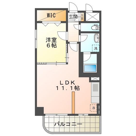 四日市エンブルコート(1LDK/5階)の間取り写真