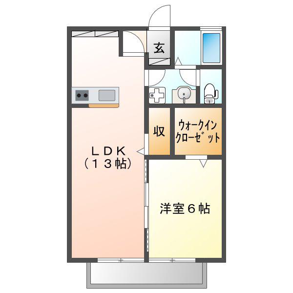 ラ・バキカーサ(1LDK/1階)の間取り写真