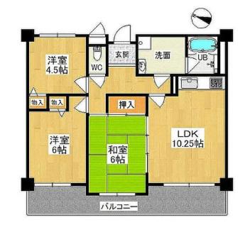 サウスレーベン小野(3LDK/8階)の間取り写真