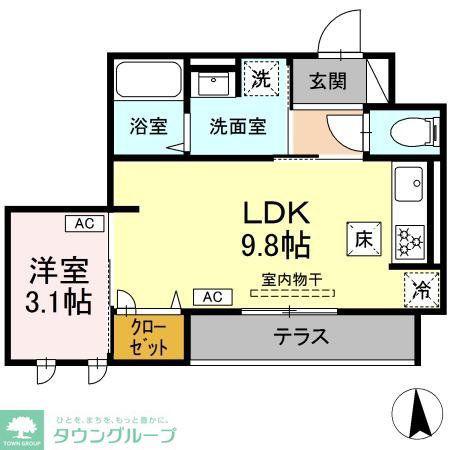 プログレンス能見台 B棟(1LDK/1階)の間取り写真