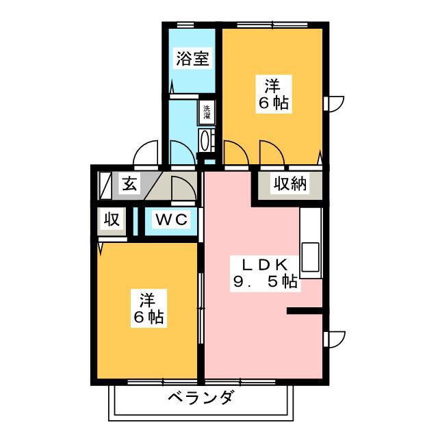 グランドソレイユI(2LDK/2階)の間取り写真